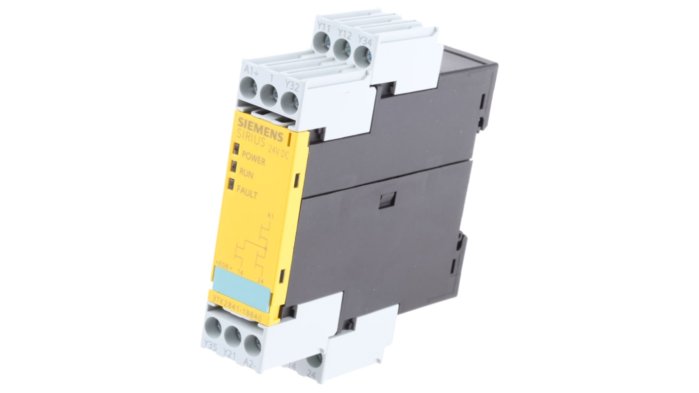 Relè di sicurezza Siemens 3TK28, 24V cc, 1 canale, 2 contatti di sicurezza