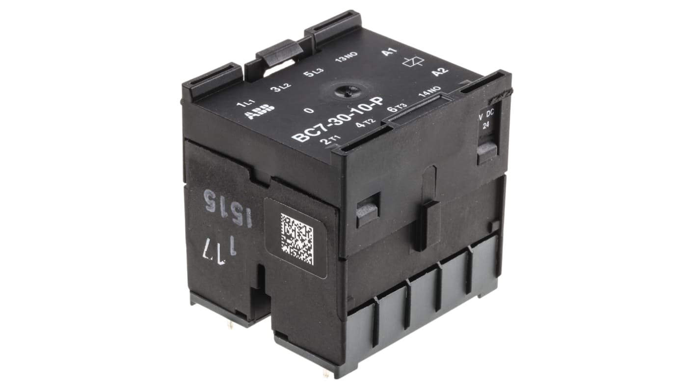 ABB BC7 Series Contactor Relay, 24 V dc Coil, 3-Pole, 9 A, 5.5 kW, 3NO, 690 V ac