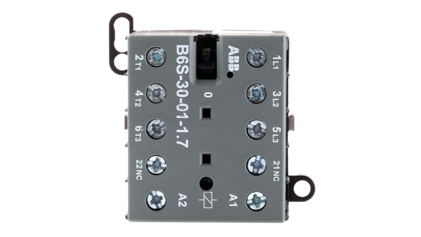 ABB B6S-30-01-1.7-71 B Contactor, 24 V dc Coil, 3-Pole, 9 A, 4 kW, 3NO, 690 V ac