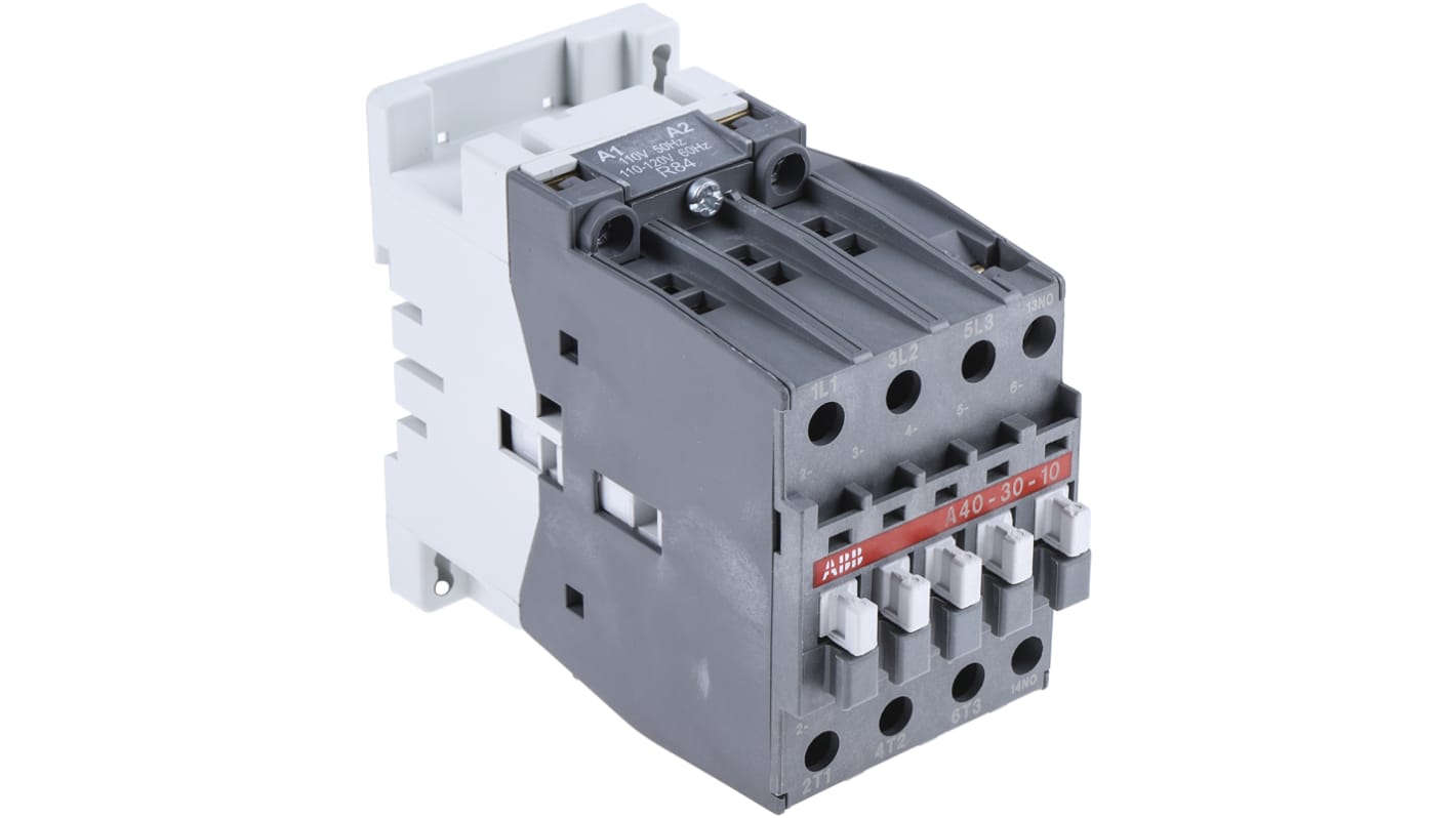 ABB A40 A Line Contactor, 110 V ac Coil, 3-Pole, 60 A, 18.5 kW, 3NO, 690 V ac