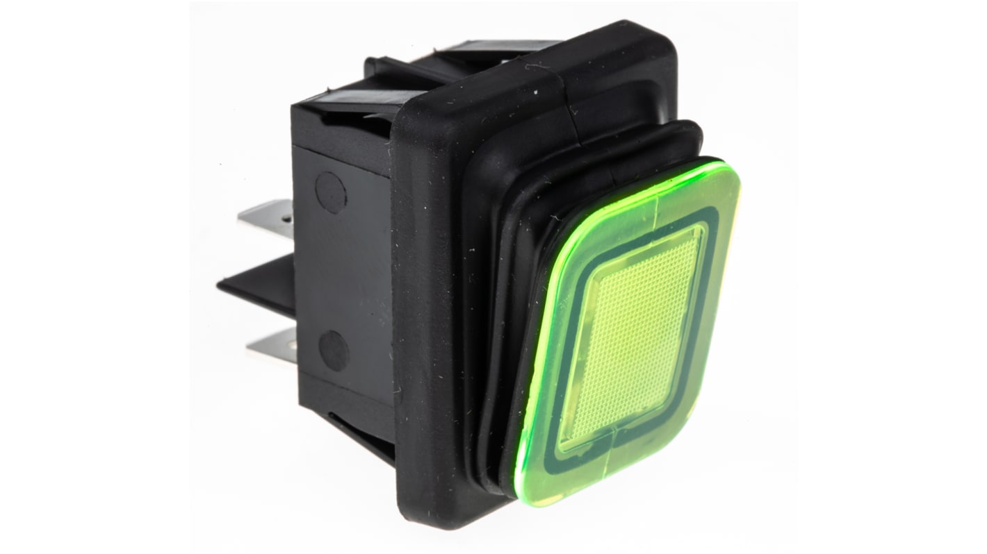 Molveno Illuminated DPST, On-Off Rocker Switch Panel Mount