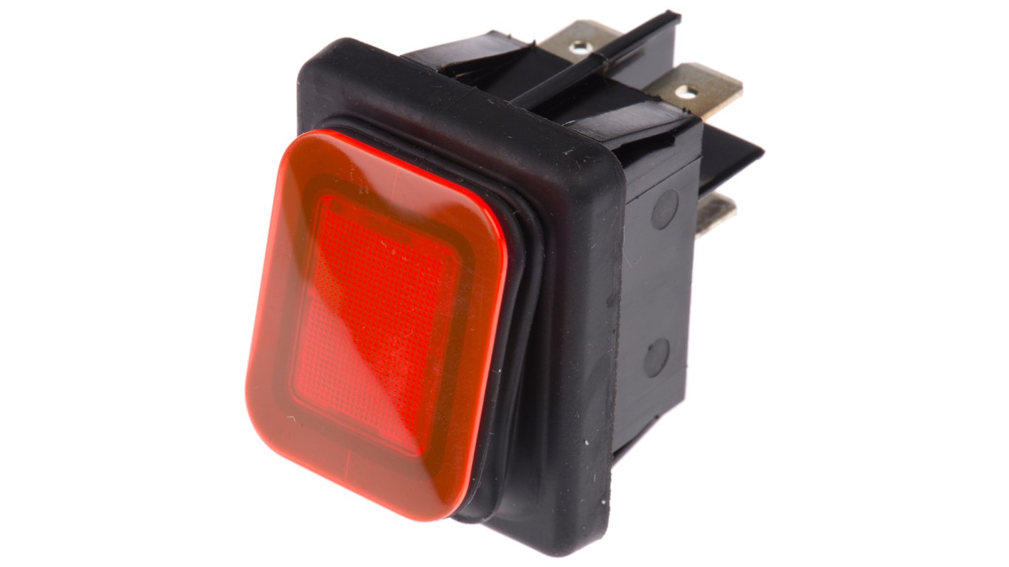 Interruptor de balancín, B4MASK48N1R0000, Contacto DPST, On-Off, 16 A, Iluminado, Rojo, IP65 240V