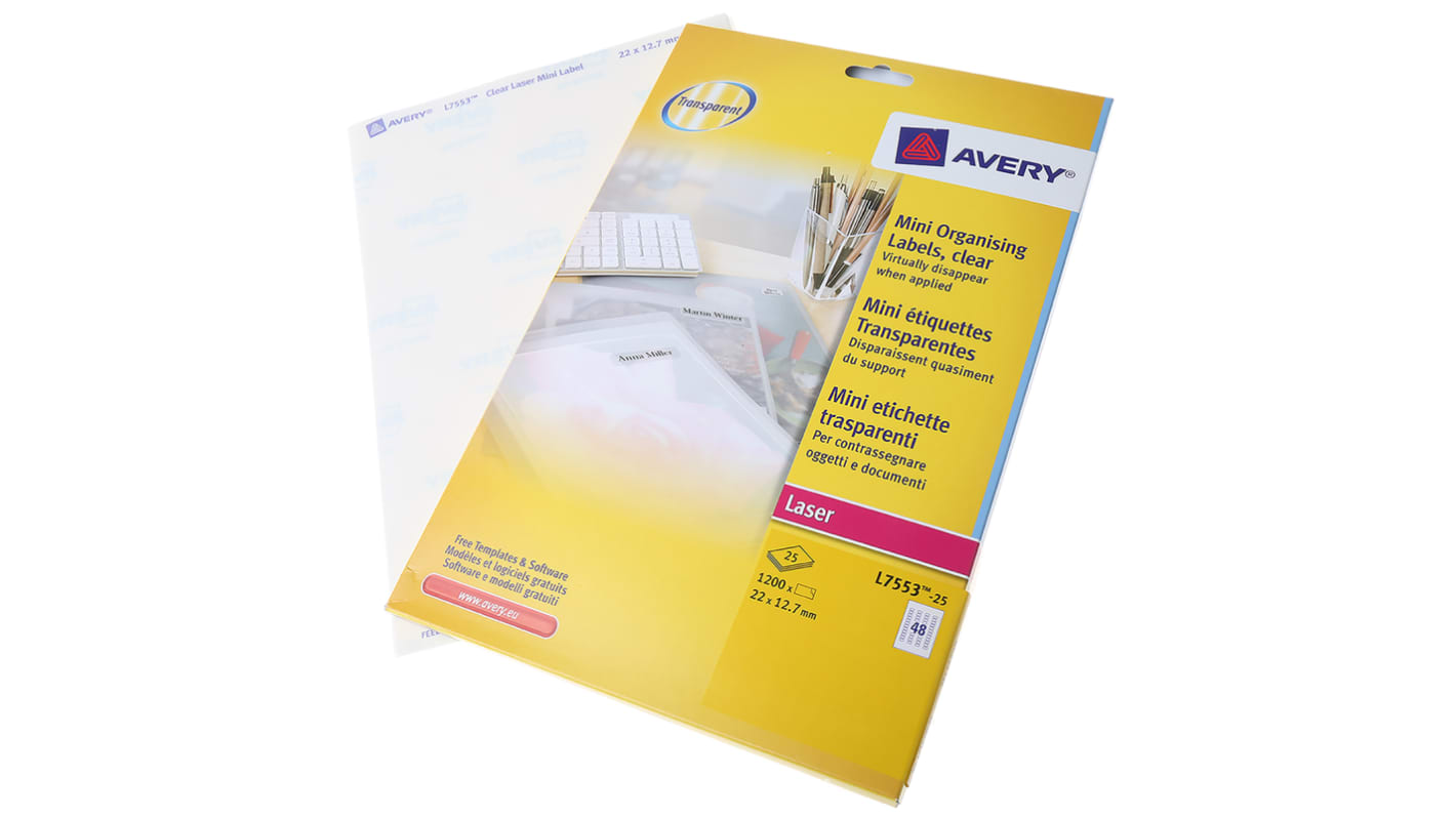 Avery Transparent Adhesive Filing Address Label, Pack of 25