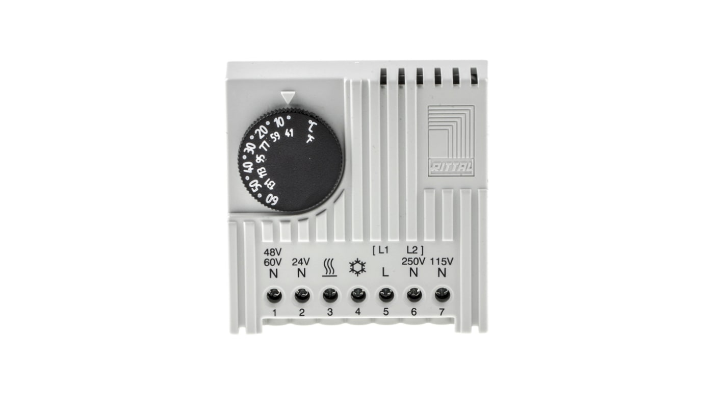 Rittal Changeover Enclosure Thermostat, 24 V dc, 230 V ac, +5 → +55 °C