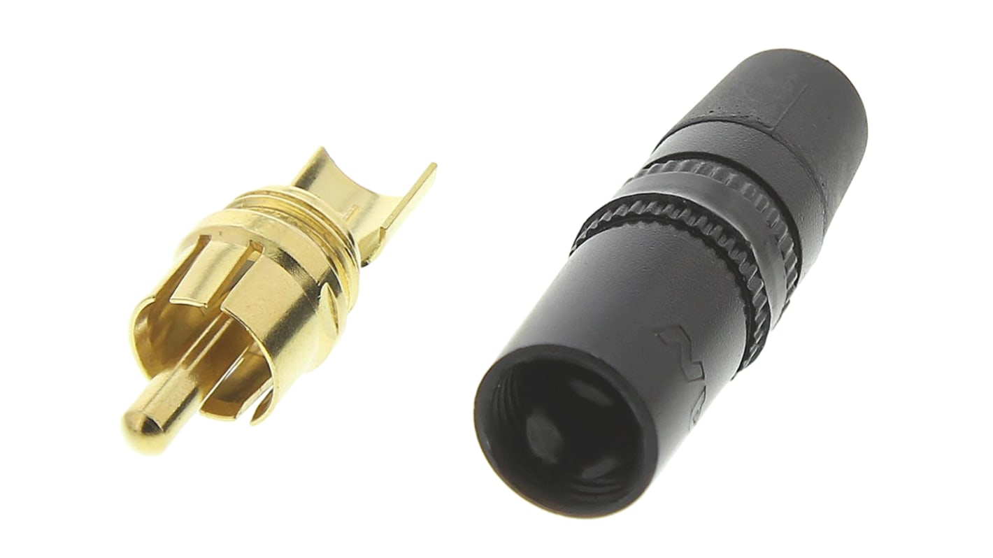 Neutrik Stecker Abgewinkelt Schwarz Cinchstecker, Kontakt vergoldet, 50 V / 1A