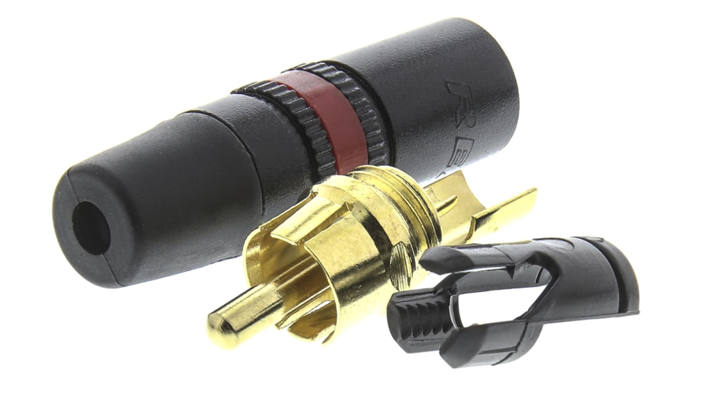 Neutrik Stecker Abgewinkelt Schwarz, Rot Cinchstecker, Kontakt vergoldet, 50 V / 1A