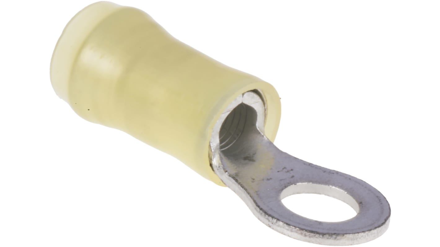 TE Connectivity, PIDG Insulated Ring Terminal, M5 Stud Size, 2.6mm² to 6.6mm² Wire Size, Yellow