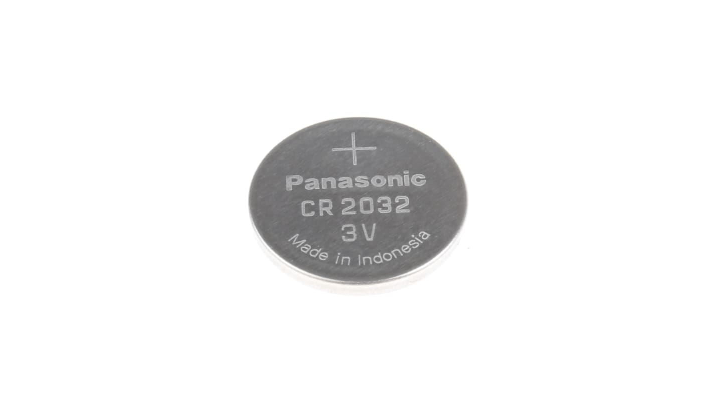 CR2032/BN Panasonic CR2032 Button Battery, 3V, 20mm Diameter RS