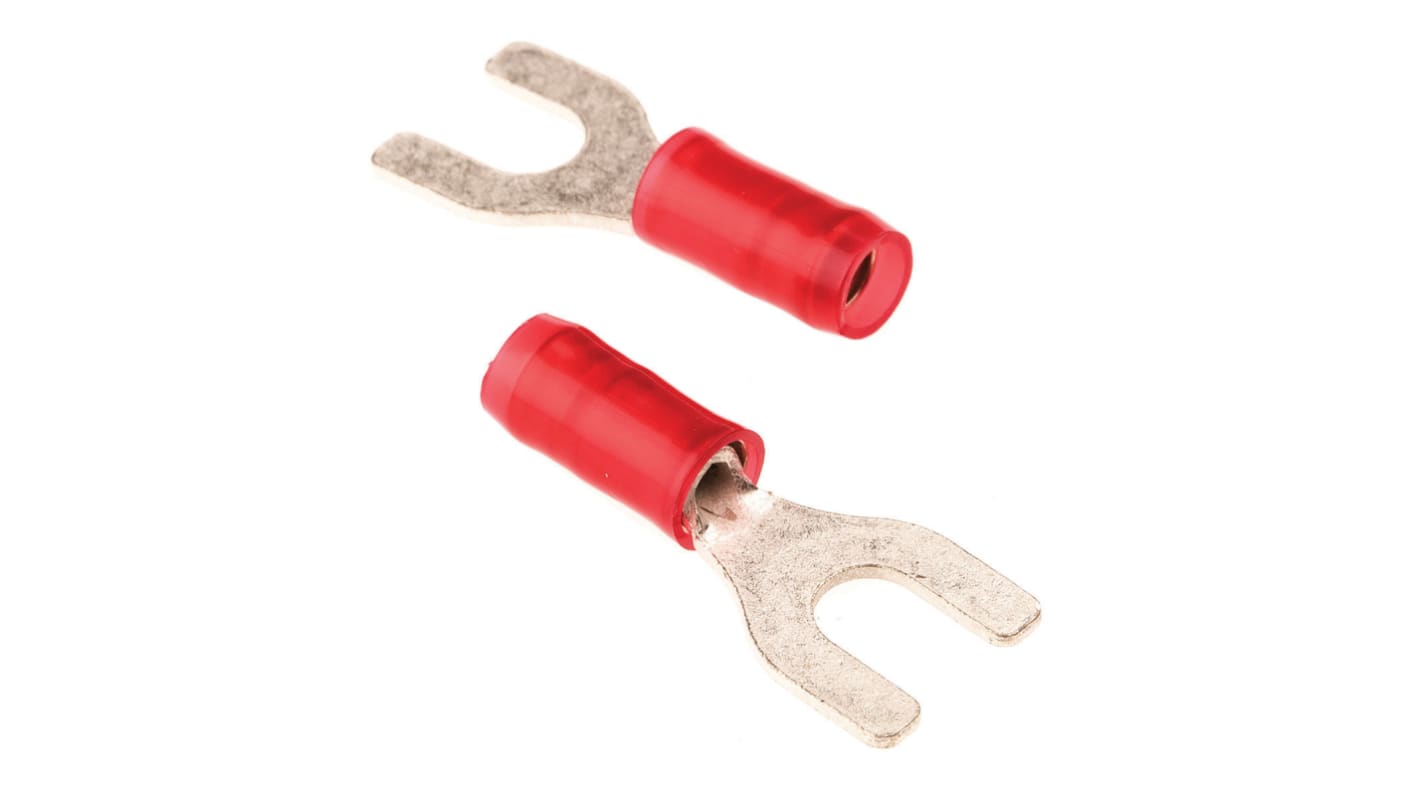 TE Connectivity, PIDG Insulated Crimp Spade Connector, 0.26mm² to 1.65mm², 22AWG to 16AWG, M4 Stud Size Nylon, Red