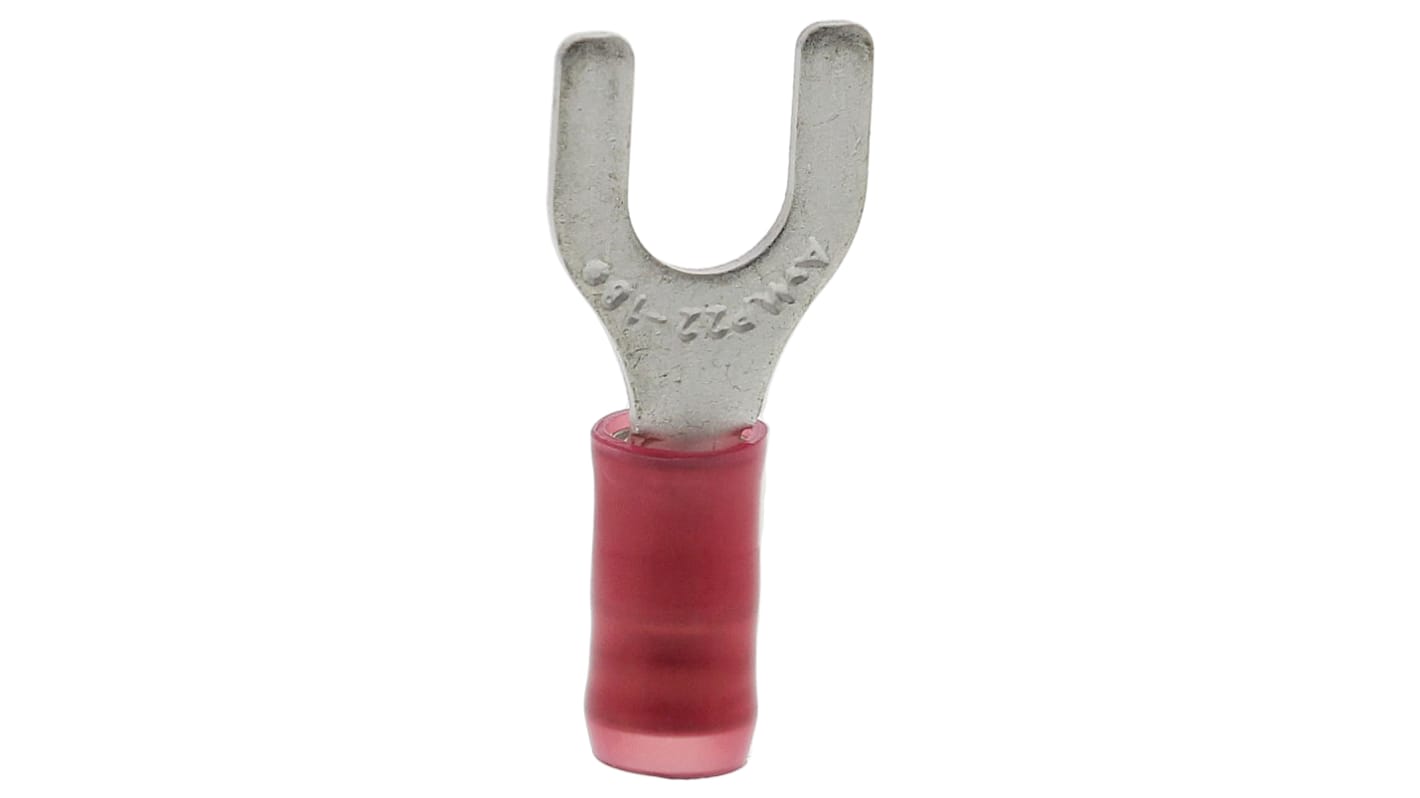 TE Connectivity, PIDG Insulated Crimp Spade Connector, 0.26mm² to 1.65mm², 22AWG to 16AWG, M5 Stud Size Nylon, Red