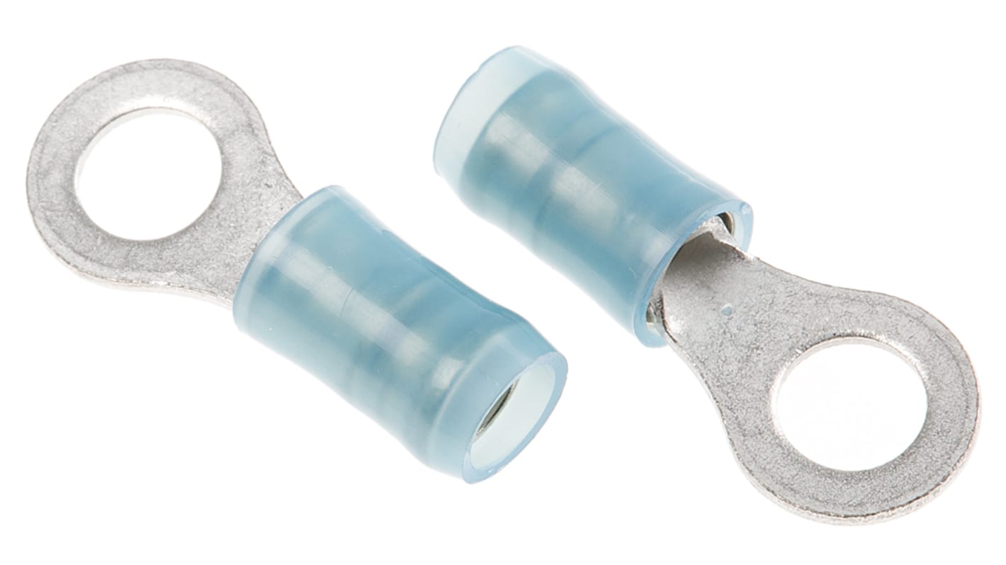 TE Connectivity, PIDG Insulated Ring Terminal, M4.5 Stud Size, 1mm² to 2.6mm² Wire Size, Blue