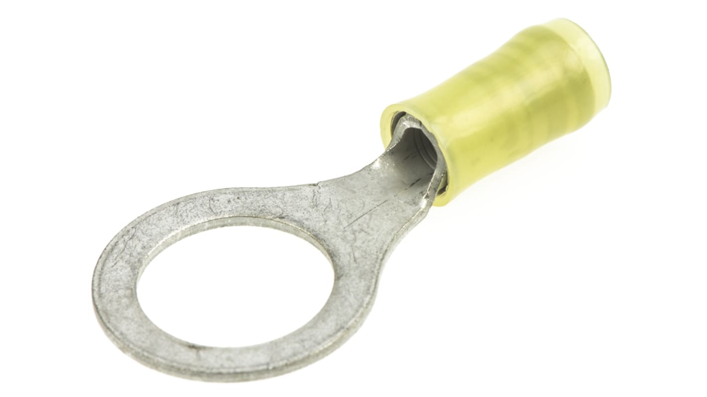 TE Connectivity, PIDG Insulated Ring Terminal, M12 Stud Size, 2.6mm² to 6.6mm² Wire Size, Yellow