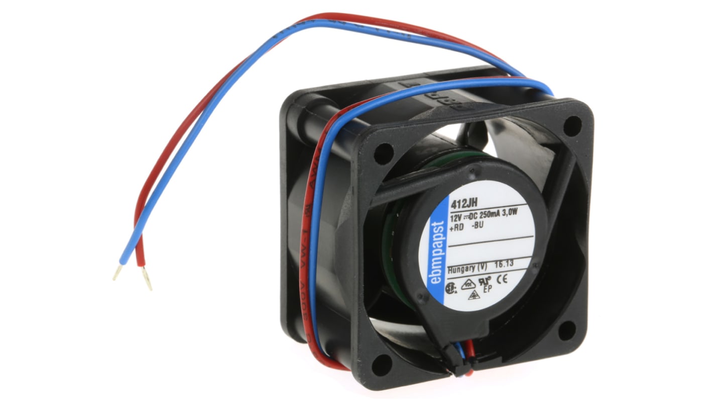 ebm-papst 400 Series Axial Fan, 12 V dc, DC Operation, 22m³/h, 3W, 250mA Max, 40 x 40 x 25mm