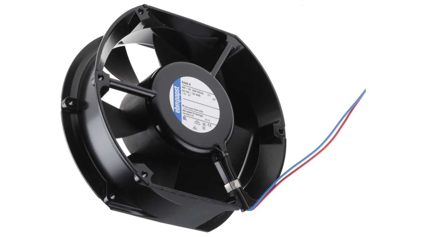 ebm-papst 6400 Series Axial Fan, 48 V dc, DC Operation, 480m³/h, 26W, 542mA Max, 172 x 150 x 51mm