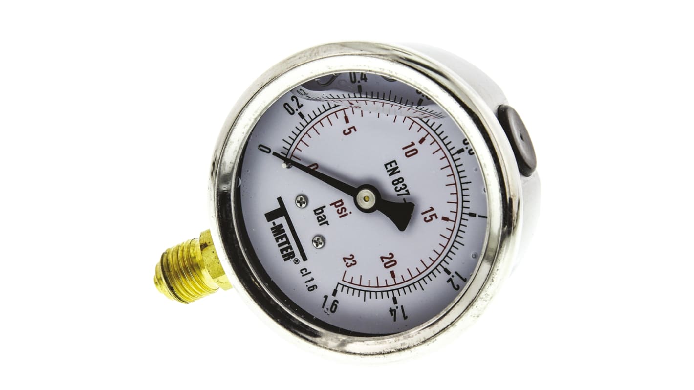 Sferaco G 1/4 Analogue Pressure Gauge 1.6bar Bottom Entry, 1613002, With RS Calibration, 0bar min.