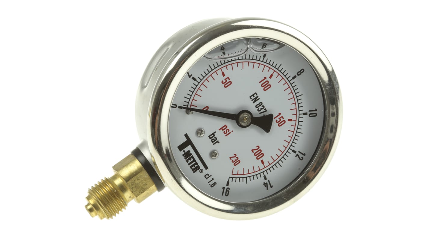 Sferaco G 1/4 Analogue Pressure Gauge 16bar Bottom Entry, 1613007, 0bar min.