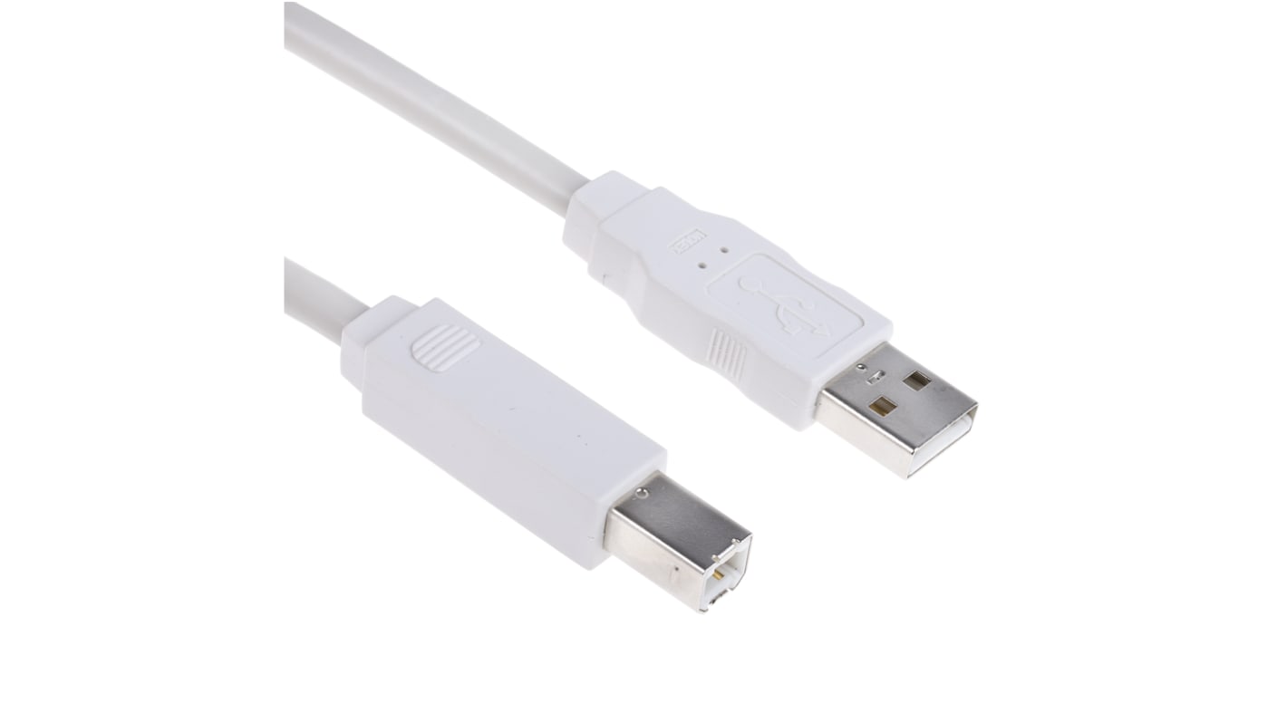 Cable USB 2.0 Molex, con A. USB A Macho, con B. USB B Macho, long. 5m, color Blanco