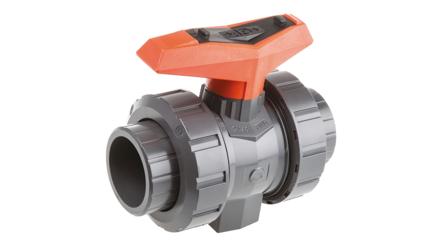 Georg Fischer Plastic 2 Way, High Pressure Ball Valve, BSP, 1-1/2in