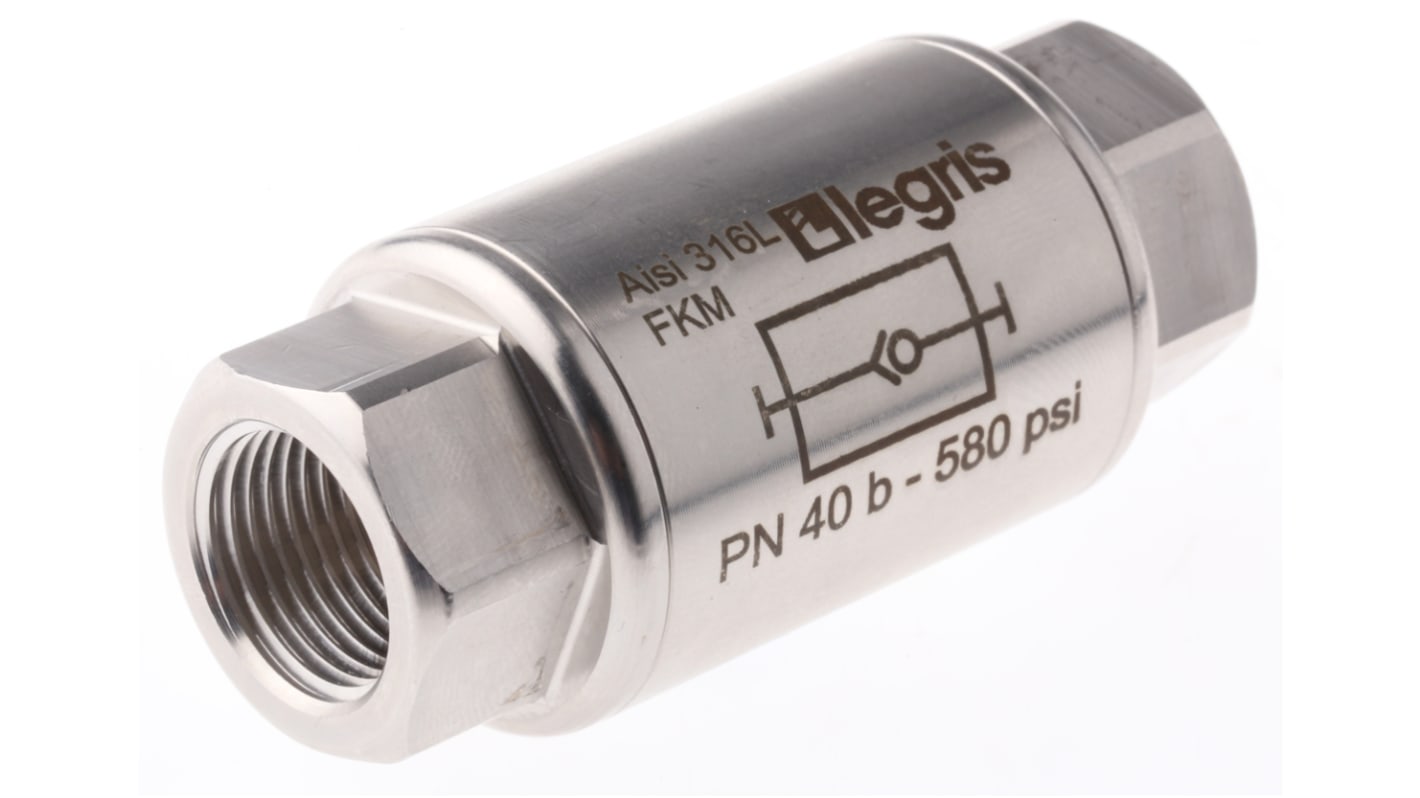 Legris Stainless Steel Single Non Return Valve, G 3/8in, 40 bar