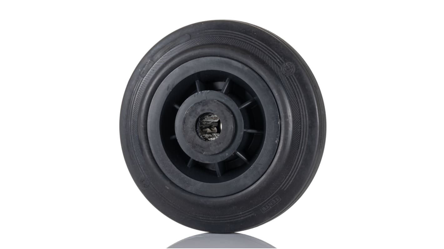 Tente Black Rubber Ageing Resistant Trolley Wheel, 205kg