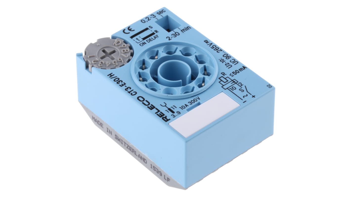 Releco CT3-E Zeitrelais, Steckanschluss , 0.2 → 30 min, 0.2 → 30s, 90 → 265V ac/dc Einfach