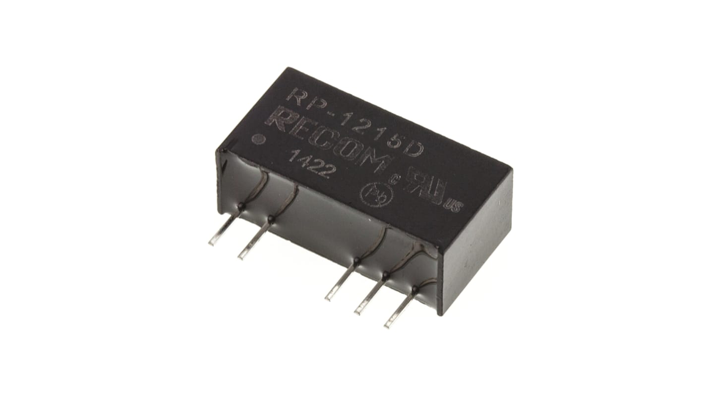 Recom RP DC/DC-Wandler 1W 12 V dc IN, ±15V dc OUT / ±33mA Durchsteckmontage 2.6kV ac isoliert