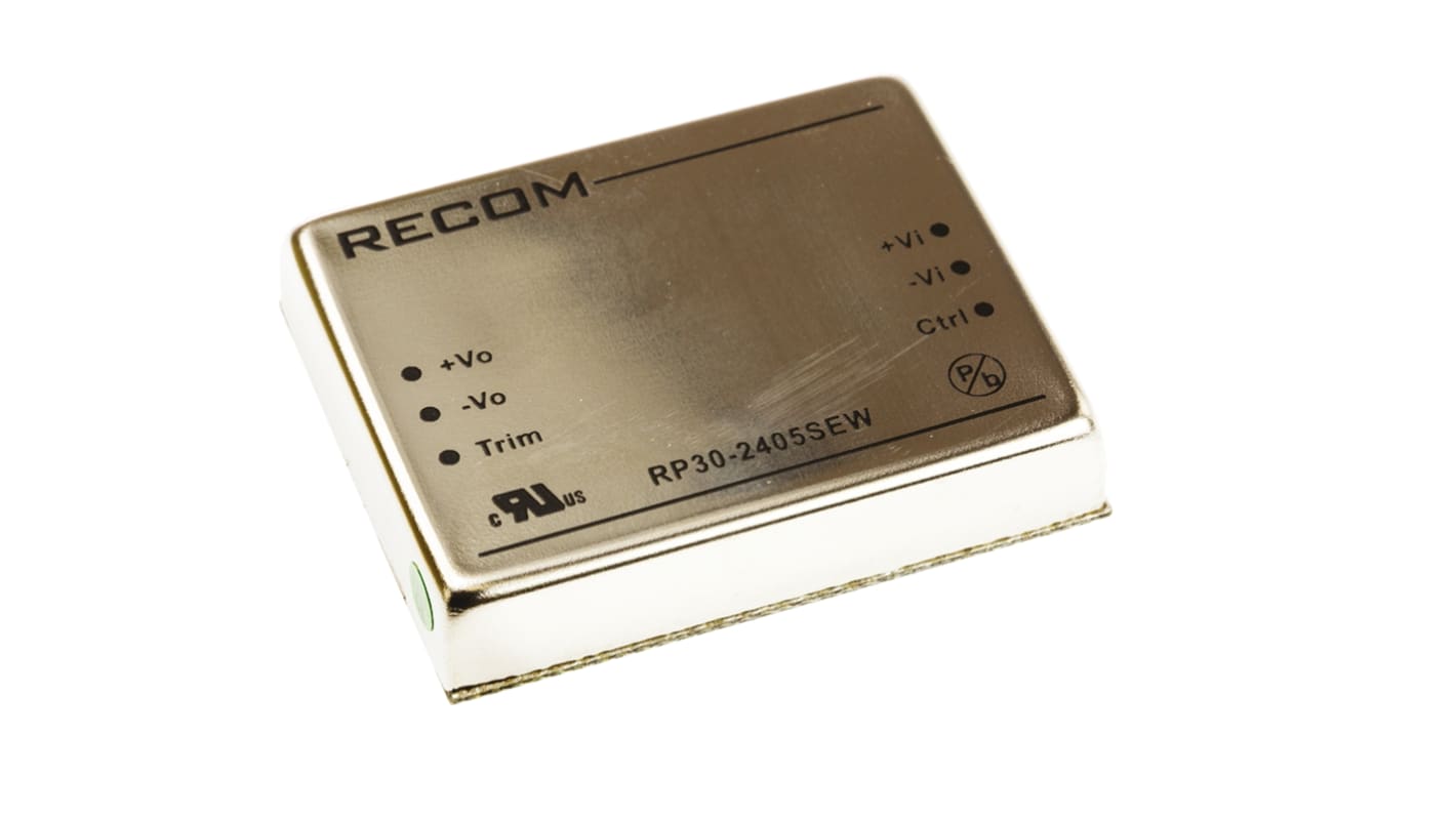 Recom RP30-EW DC-DC Converter, 5V dc/ 6A Output, 10 → 40 V dc Input, 30W, Through Hole, +85°C Max Temp -40°C Min