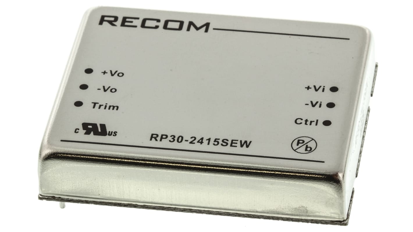 Recom RP30-EW DC-DC Converter, 15V dc/ 2A Output, 10 → 40 V dc Input, 30W, Through Hole, +85°C Max Temp -40°C