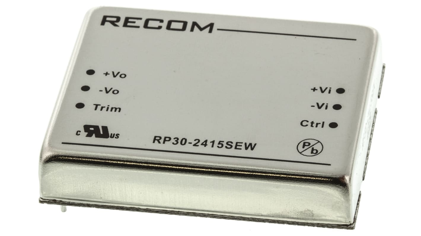 Convertisseur DC-DC Recom, RP30 EW, Montage traversant, 30W, 1 sortie, 15V c.c., 2A