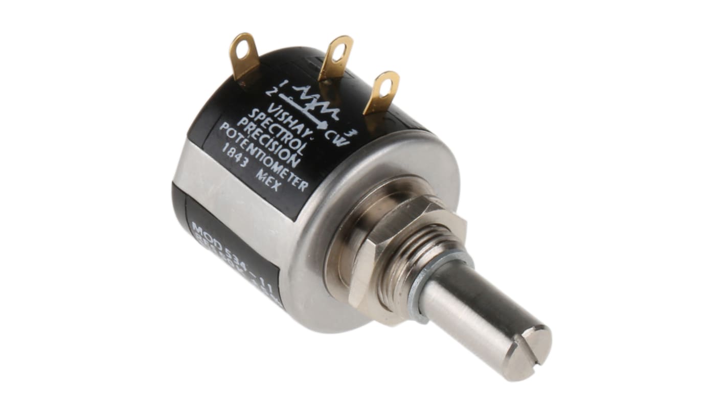 Vishay 534, Tafelmontage 10-Gang  Dreh Potentiometer 50kΩ ±5% / 2W , Schaft-Ø 6,35 mm