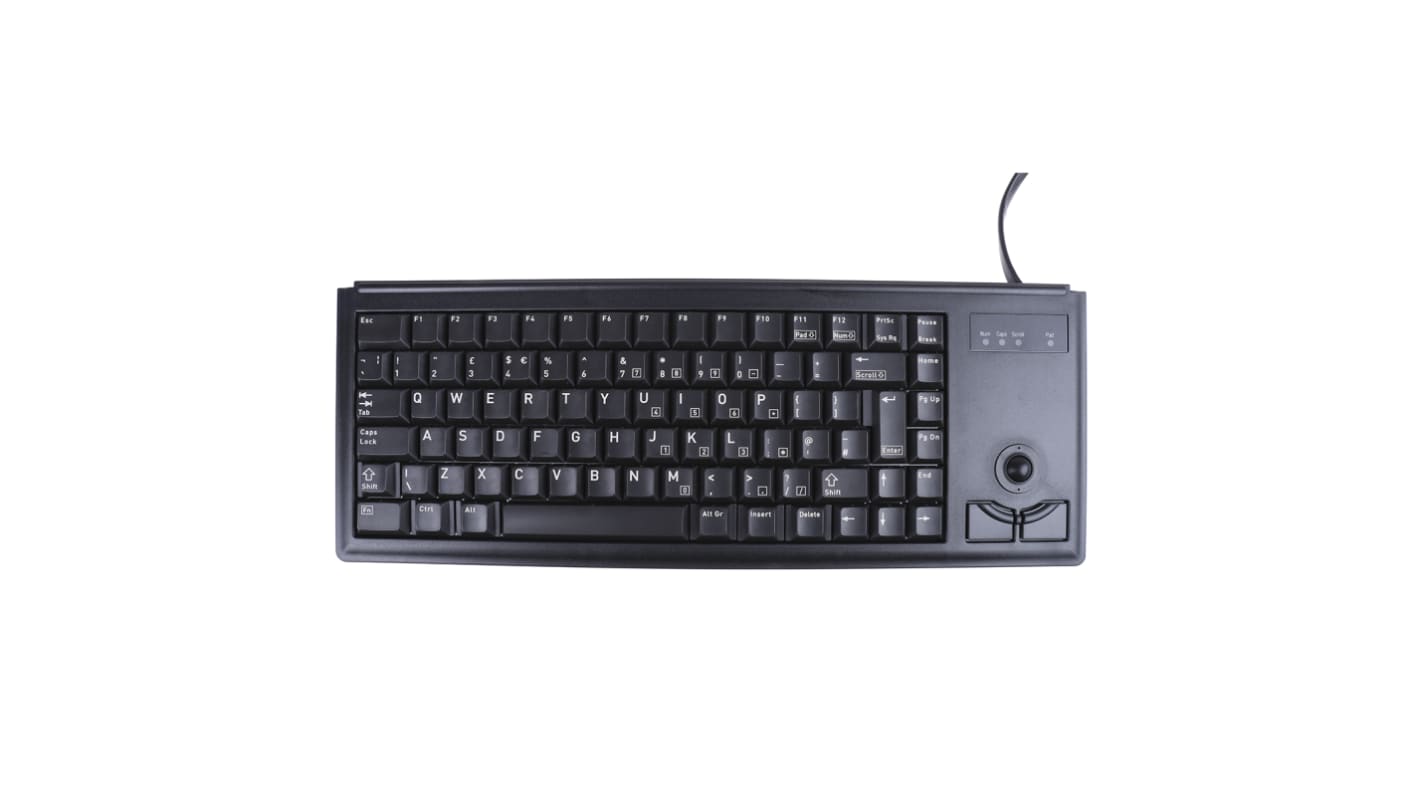 Clavier avec trackball Filaire PS/2 Compact, QWERTY (UK) Noir