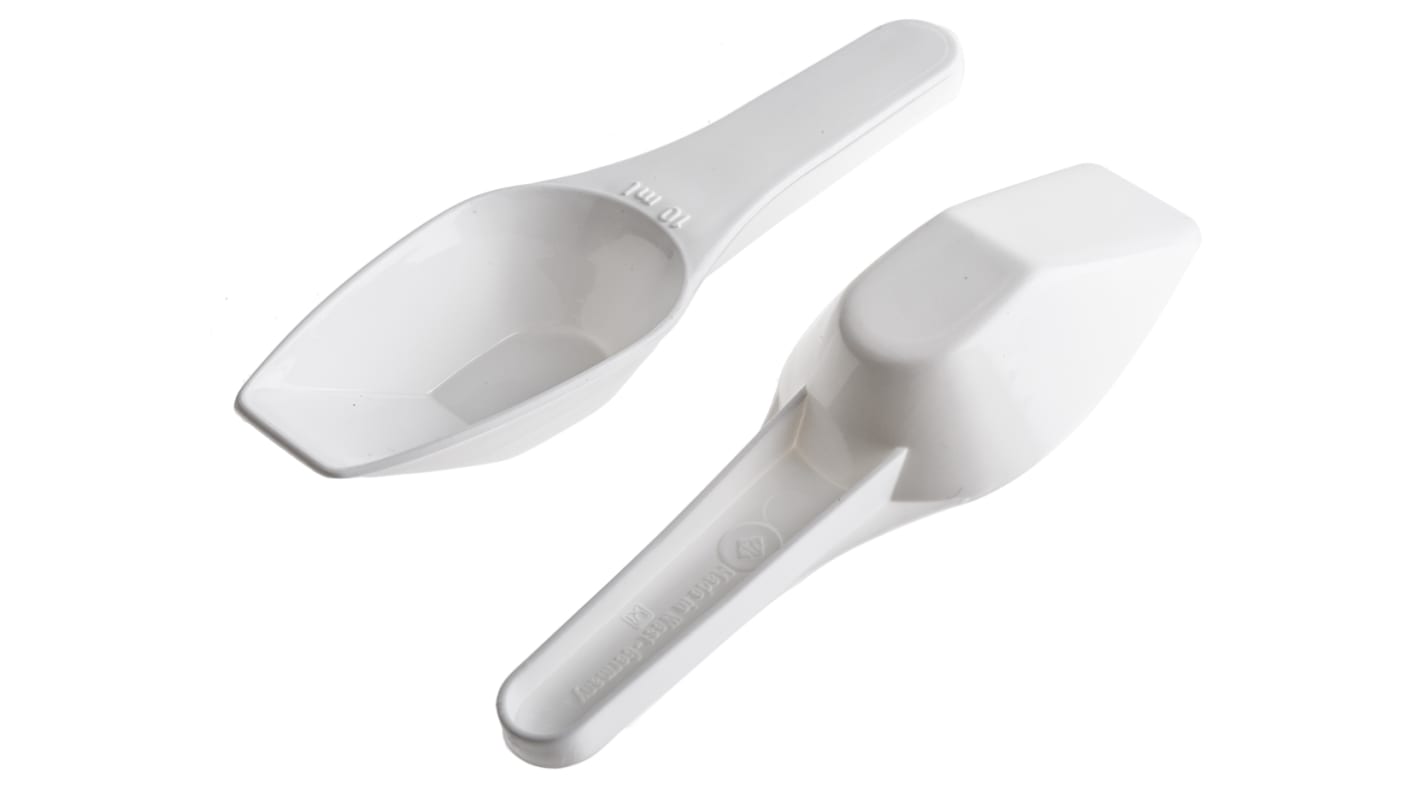 Wht PP measuring scoop w/flat base,10ml