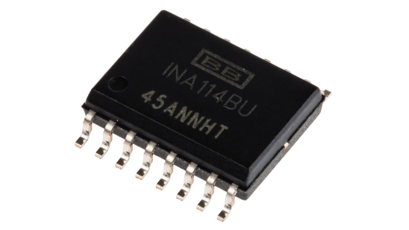 INA114BU Texas Instruments, Instrumentation Amplifier, 50μV Offset 1MHz