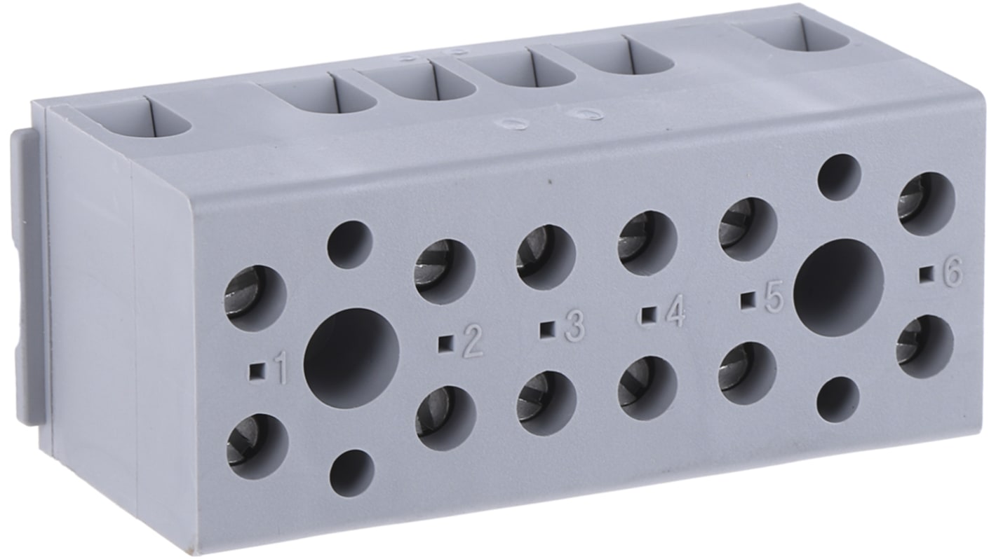 Phoenix Contact UK Series G 5/ 6-EX Non-Fused Terminal Block, 6-Way, 30A, 24 → 12 AWG Wire, Screw Down