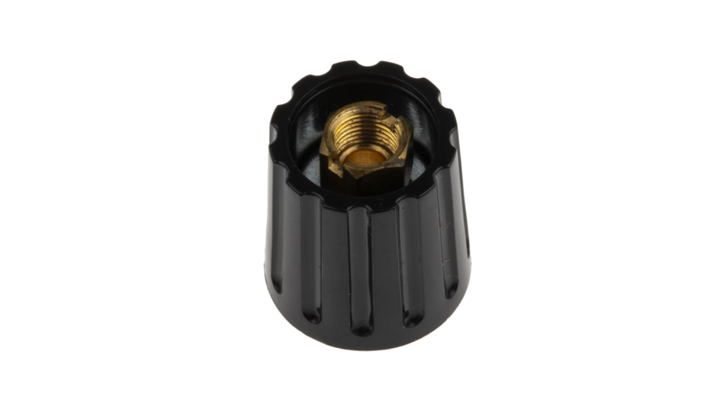 RS PRO Fekete Potenciométer gomb, 6mm tengellyel, forgatógomb Ø: 14.7mm