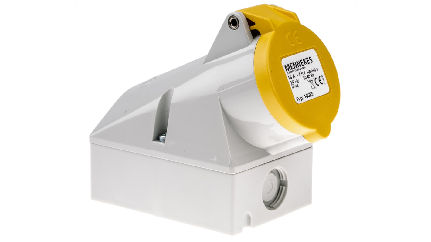 Hembra, Formato 3P, Orientación Ángulo de 90° , Amarillo, 110 V, 16A, IP44