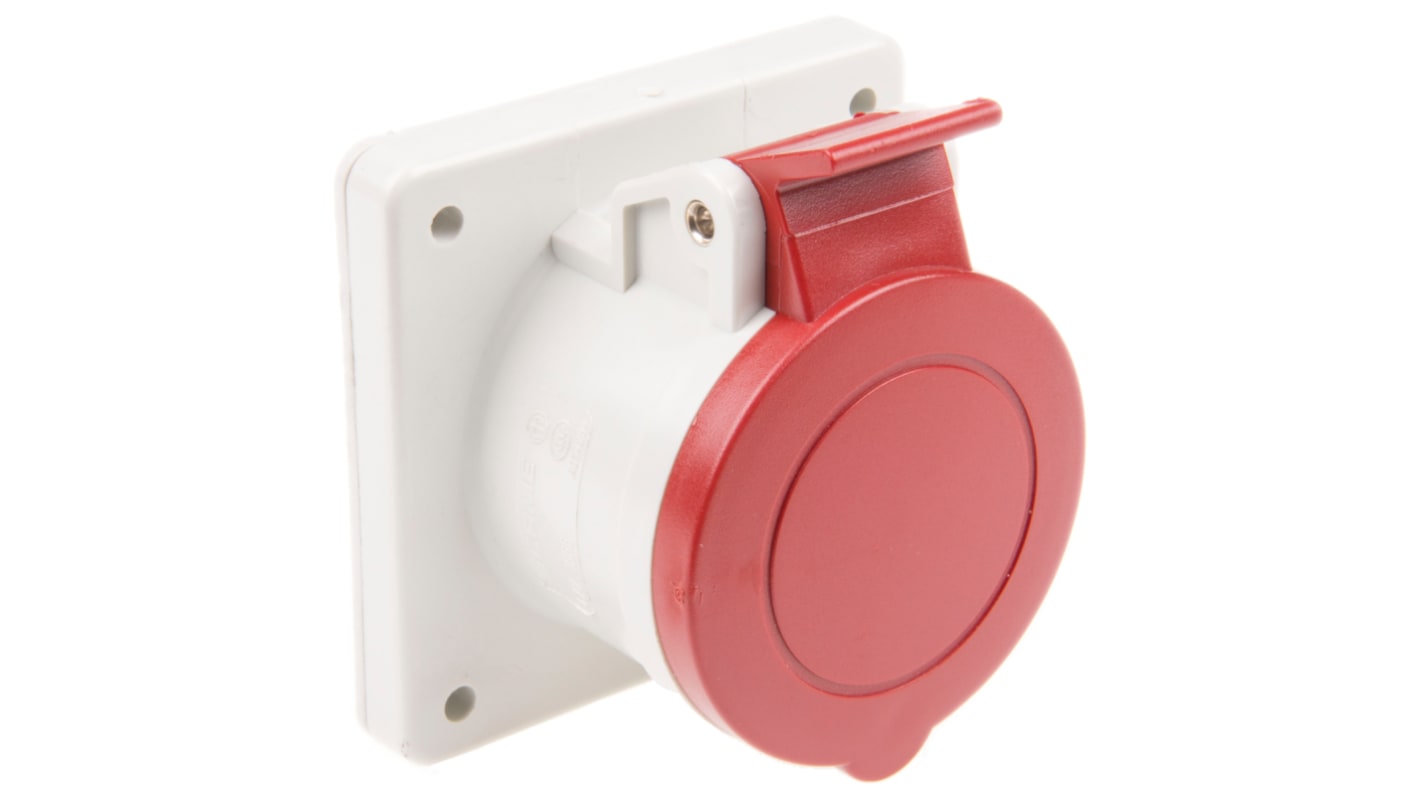 Scame IP44 Red Panel Mount 3P + E Industrial Power Socket, Rated At 16A, 415 V