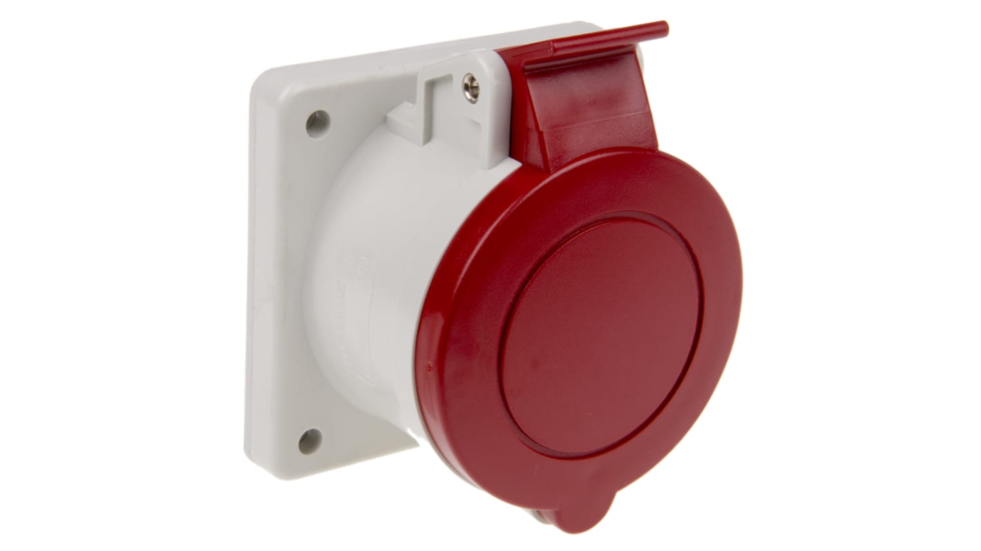 Scame IP44 Red Panel Mount 3P + N + E Industrial Power Socket, Rated At 16A, 415 V