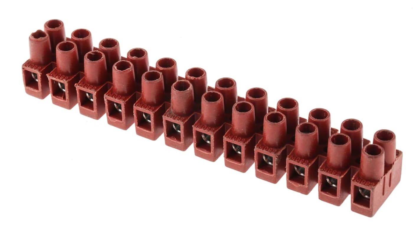 RS PRO Non-Fused Terminal Block, 12-Way, 24A, 2.5 mm² Wire, Screw Down Termination