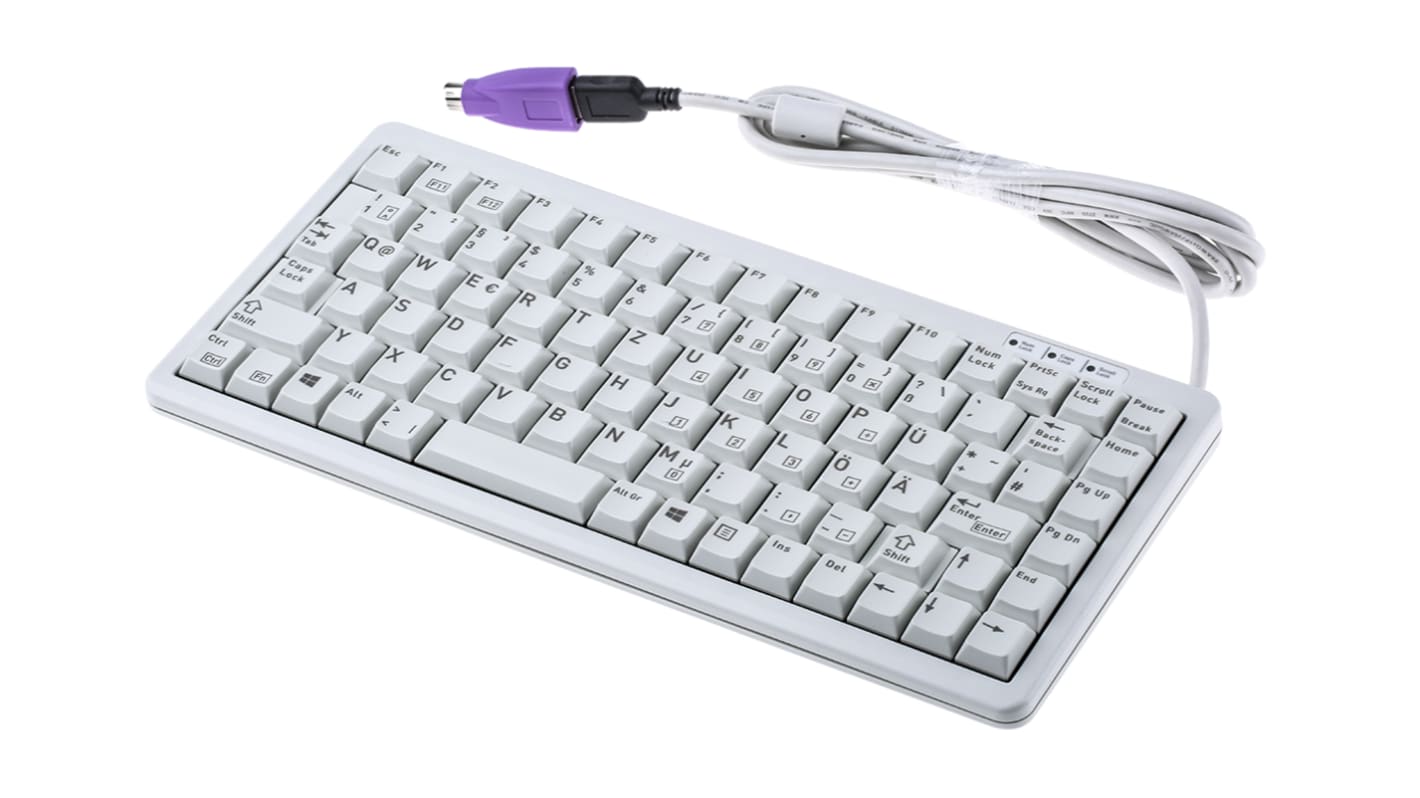 Cherry Wired PS/2, USB Compact Keyboard, QWERTZ, Grey