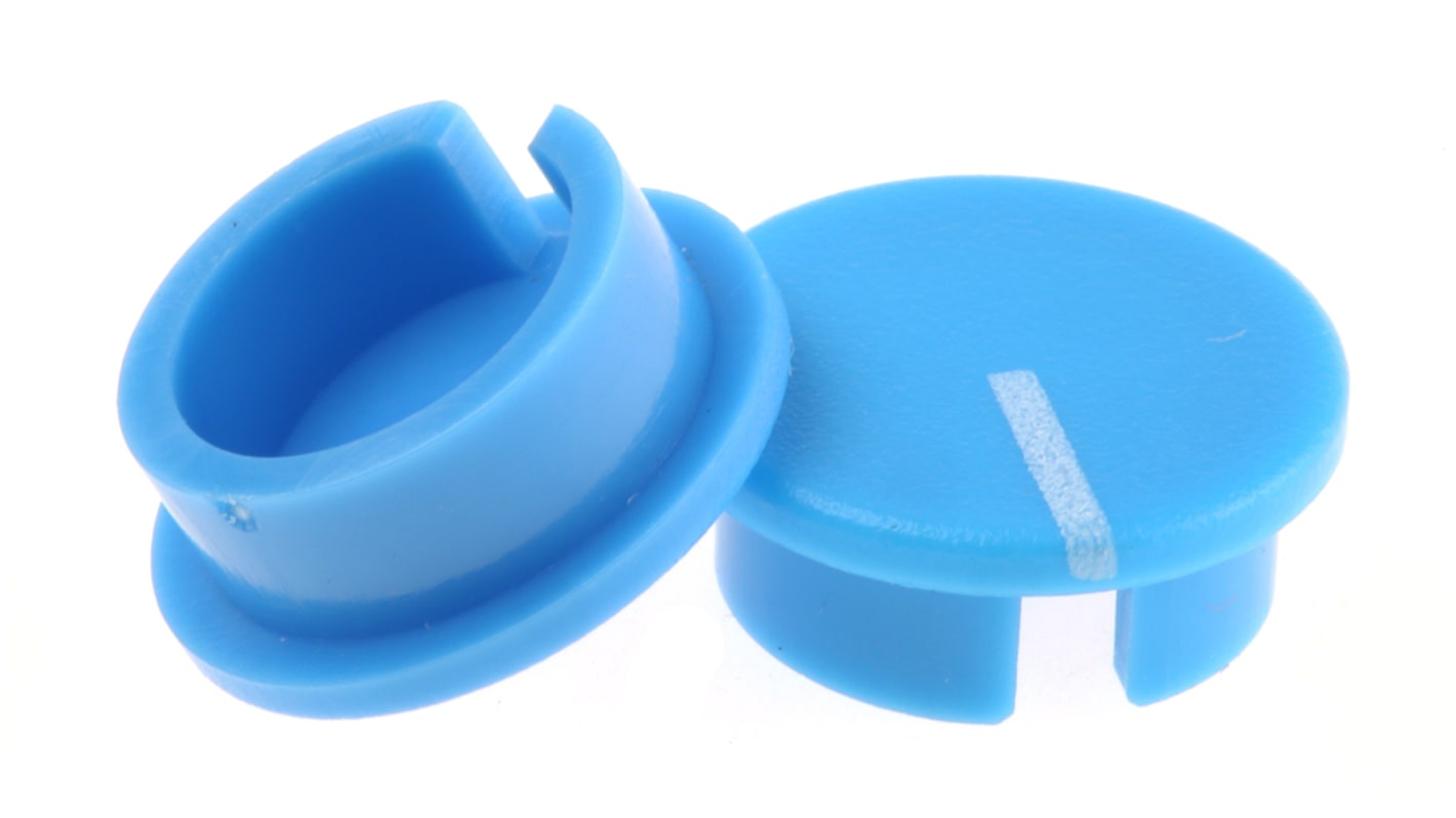 RS PRO 19mm Blue Potentiometer Knob Cap for 6.4mm Shaft RS