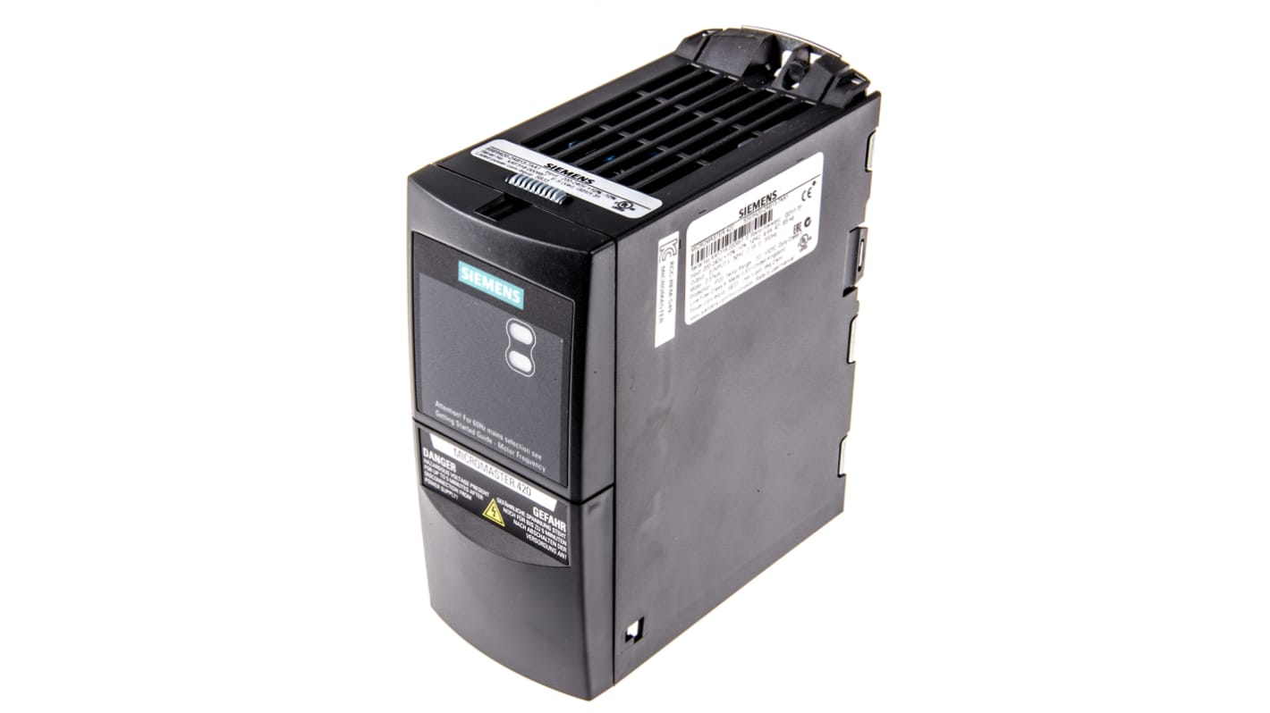 Variateur de fréquence Siemens MICROMASTER 420, 0,37 kW 230 V c.a. 1 phase, 4,6 A, 0 → 550Hz