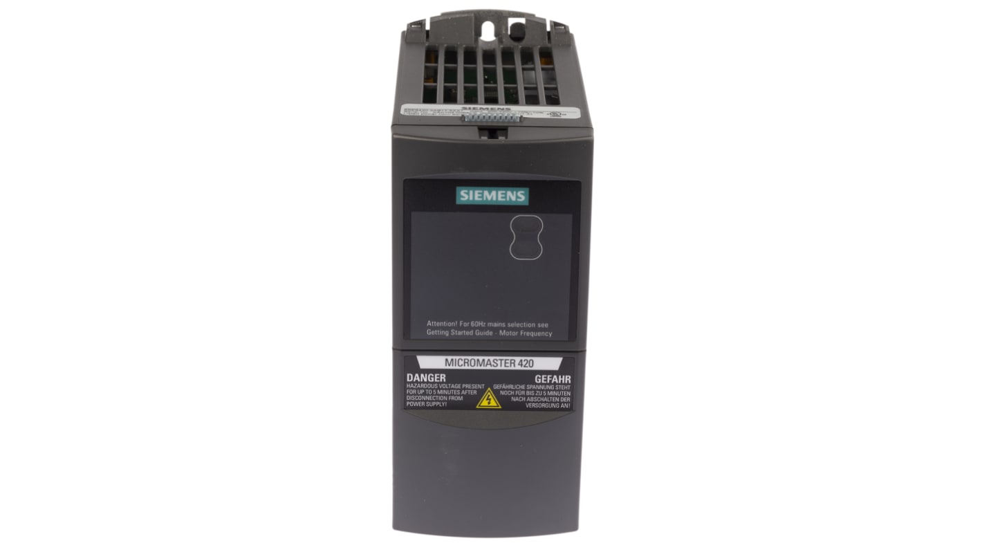 Variador de frecuencia Siemens serie MICROMASTER 420, 0,75 kW, 230 V ac, 1 fase, 8,2 A, 0 → 550Hz, IP20