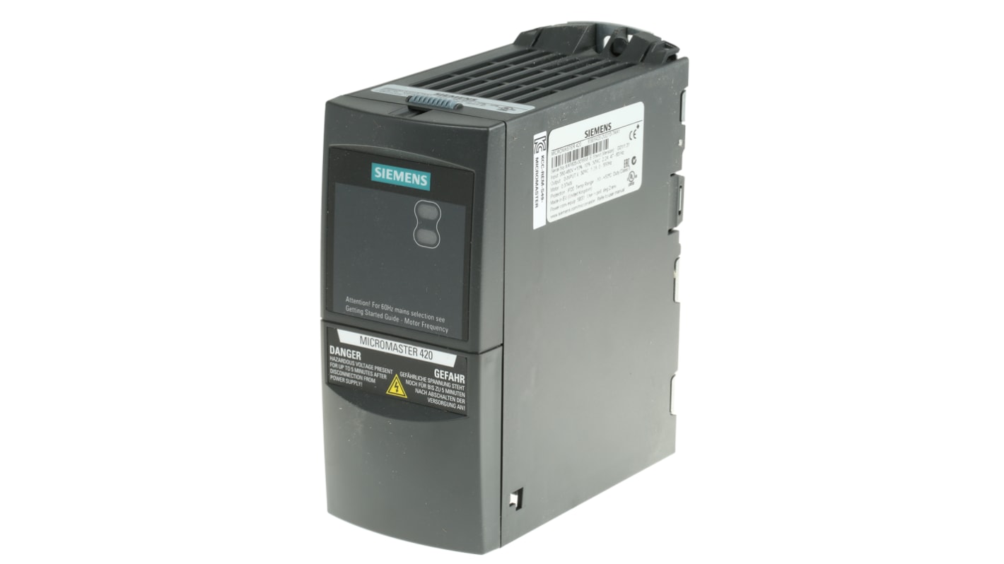 Siemens Inverter Drive, 0.37 kW, 3 Phase, 400 V ac, 2.2 A, MICROMASTER 420 Series