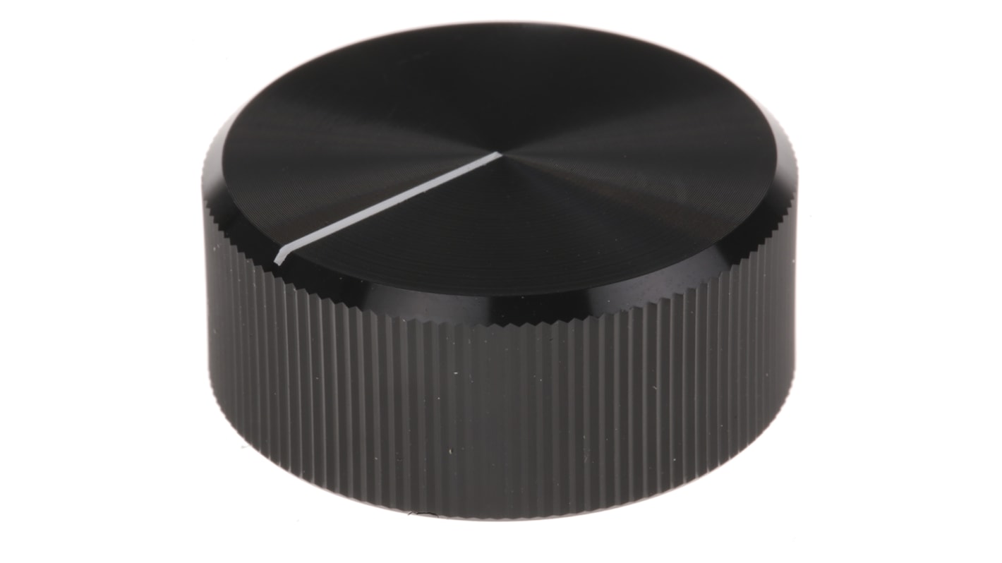 RS PRO 30mm Black Potentiometer Knob for 6.4mm Shaft Splined RS