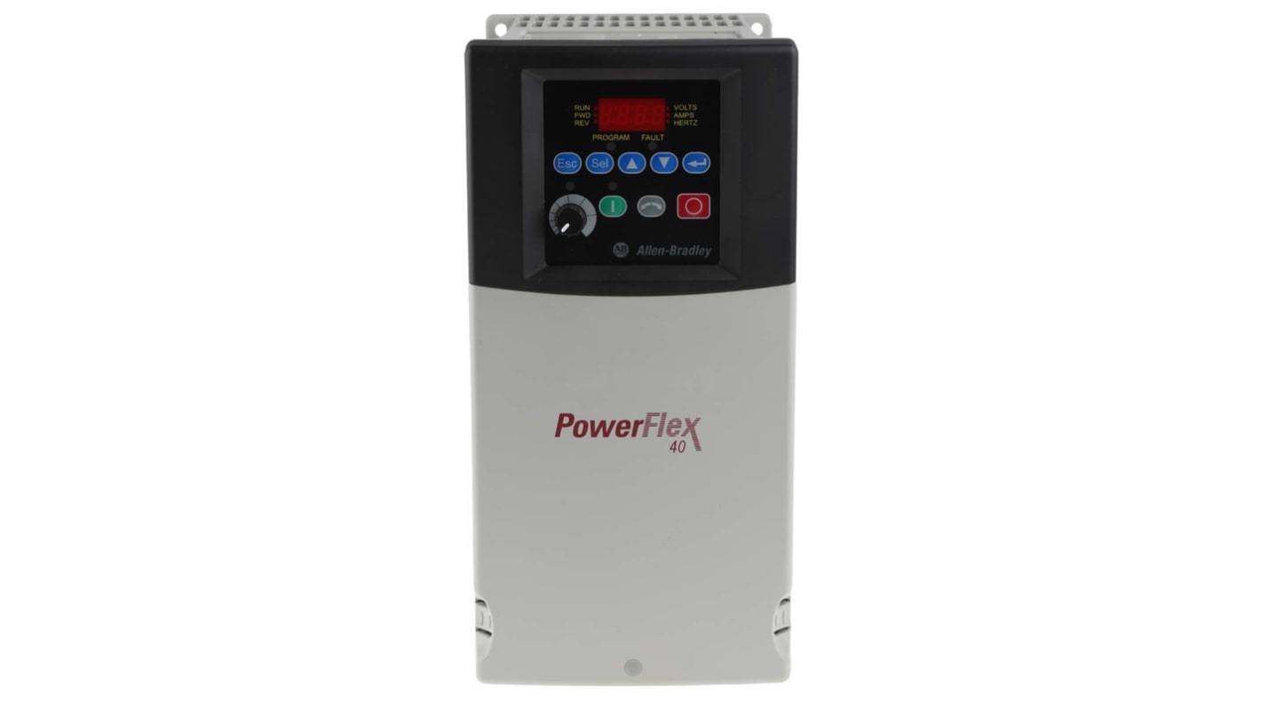 Variador de frecuencia Allen Bradley serie PowerFlex 40, 5,5 kW, 400 V ac, 3 fases, 12 A, 400Hz, IP20, ModBus