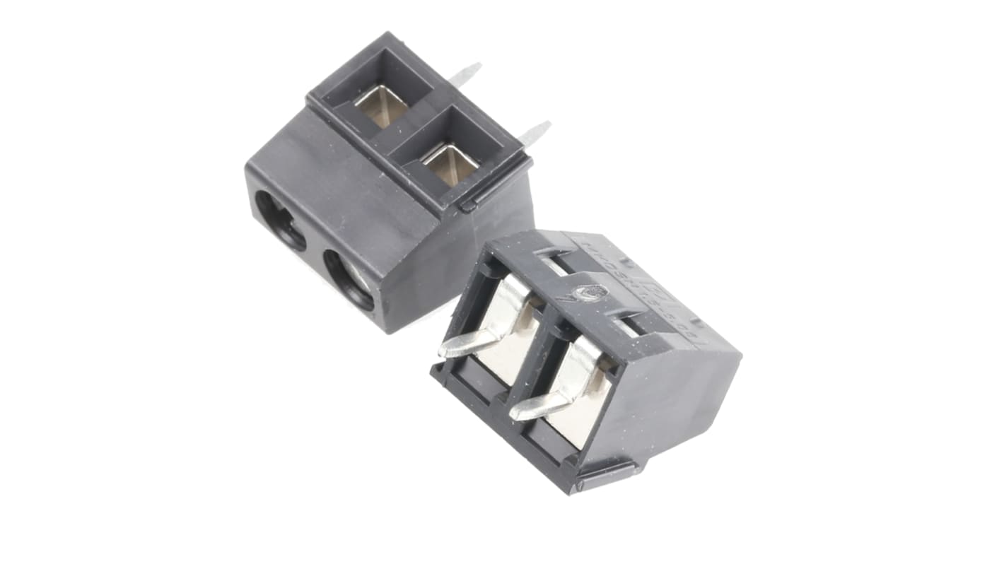 Phoenix Contact MKDSN 1.5/ 2-5.08 HT BK Series PCB Terminal Block, 2-Contact, 5.08mm Pitch, Through Hole Mount, 1-Row,