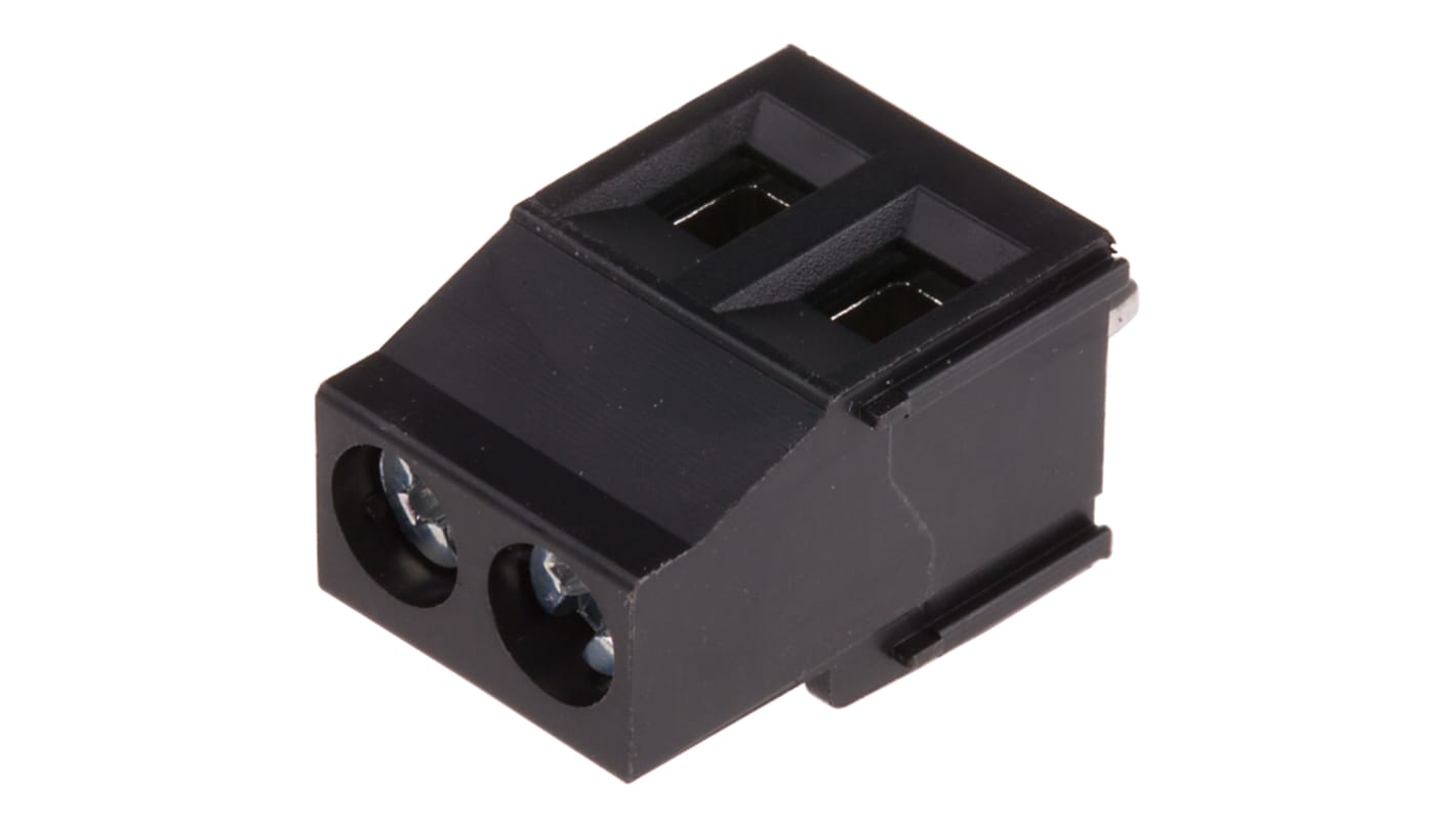 Borne para PCB Phoenix Contact de 2 vías, paso 5mm, 16A, de color Negro, montaje Montaje en orificio pasante,