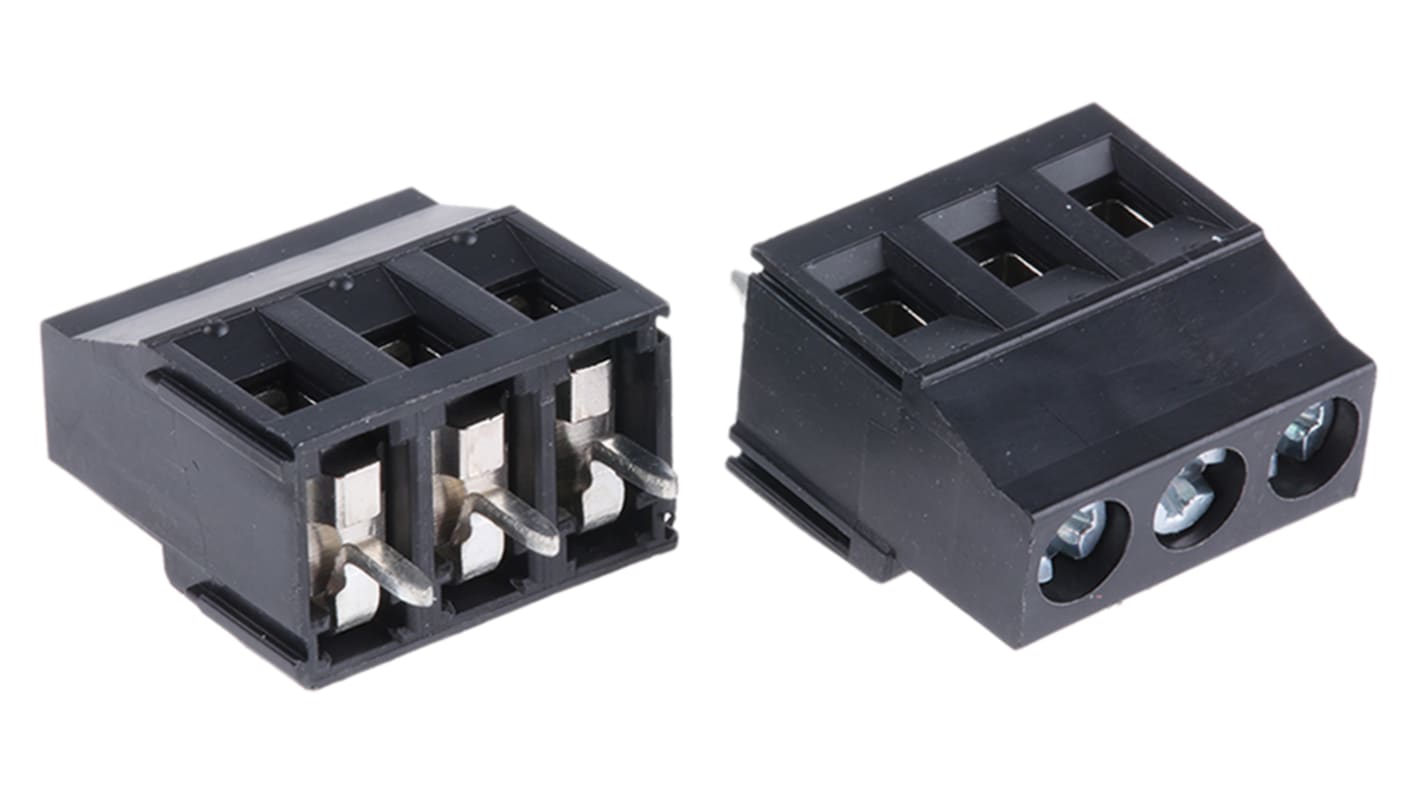 Phoenix Contact MKDSN 2.5/ 3-5.08 HT BK Series PCB Terminal Block, 5.08mm Pitch, Through Hole Mount, Solder Termination