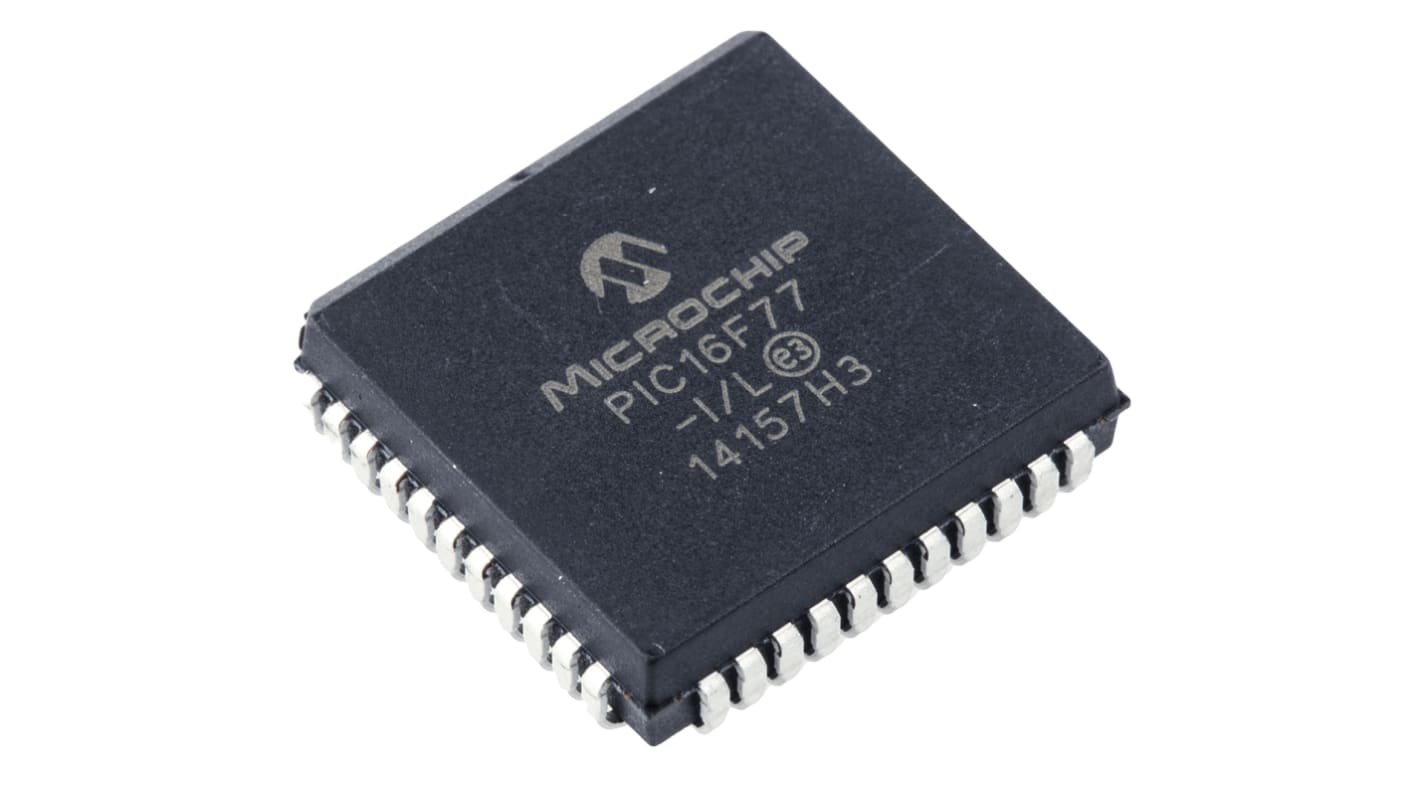 Microchip PIC16F77-I/L, 8bit PIC Microcontroller, PIC16F, 20MHz, 8K Flash, 44-Pin PLCC